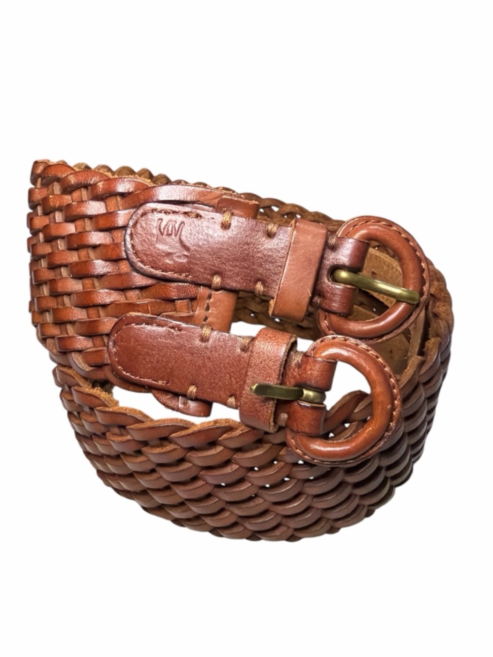Abercrombie & Fitch Braided Leather Double Buckle Belt in Brown